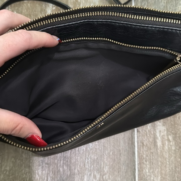 Elliott Lucca Black Leather Crossbody Bag Purse Chain Strap - Picture 4 of 12